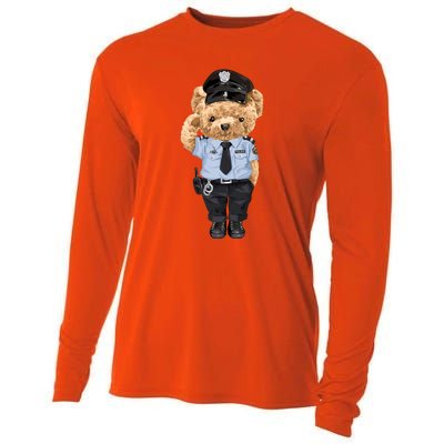 Cute Teddy Bear In Police Uniform Cooling Performance Long Sleeve Crew