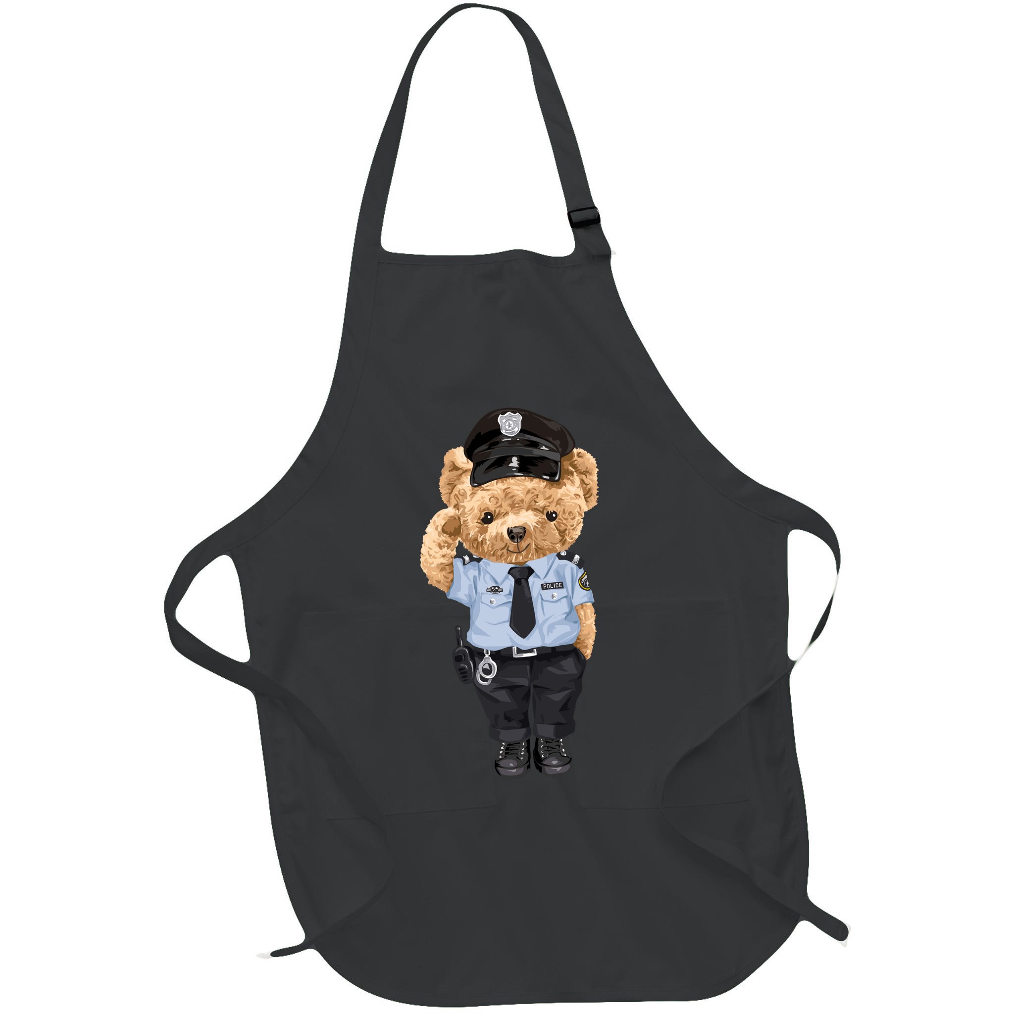 Cute Teddy Bear In Police Uniform Apron