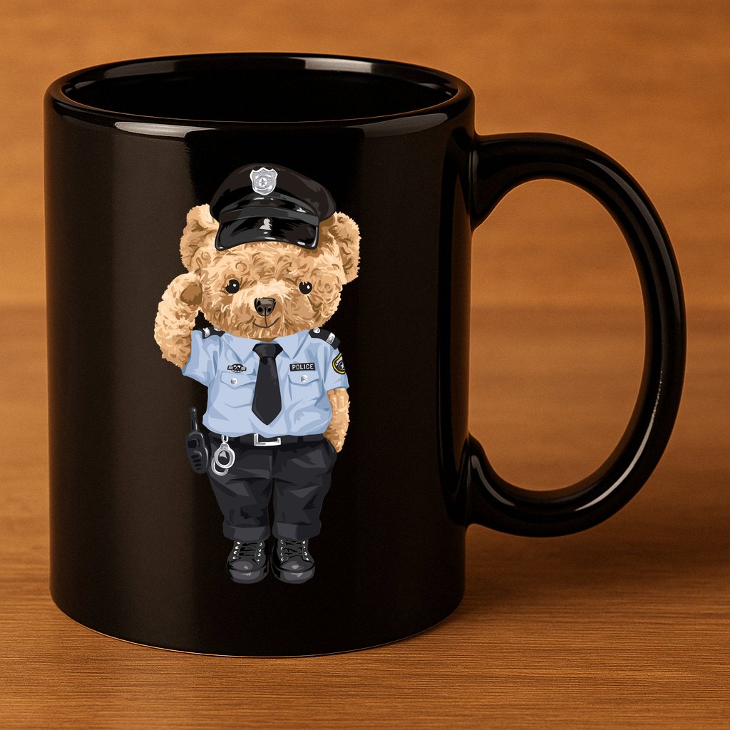 Cute Teddy Bear In Police Uniform 11oz C Handle Ceramic Mug