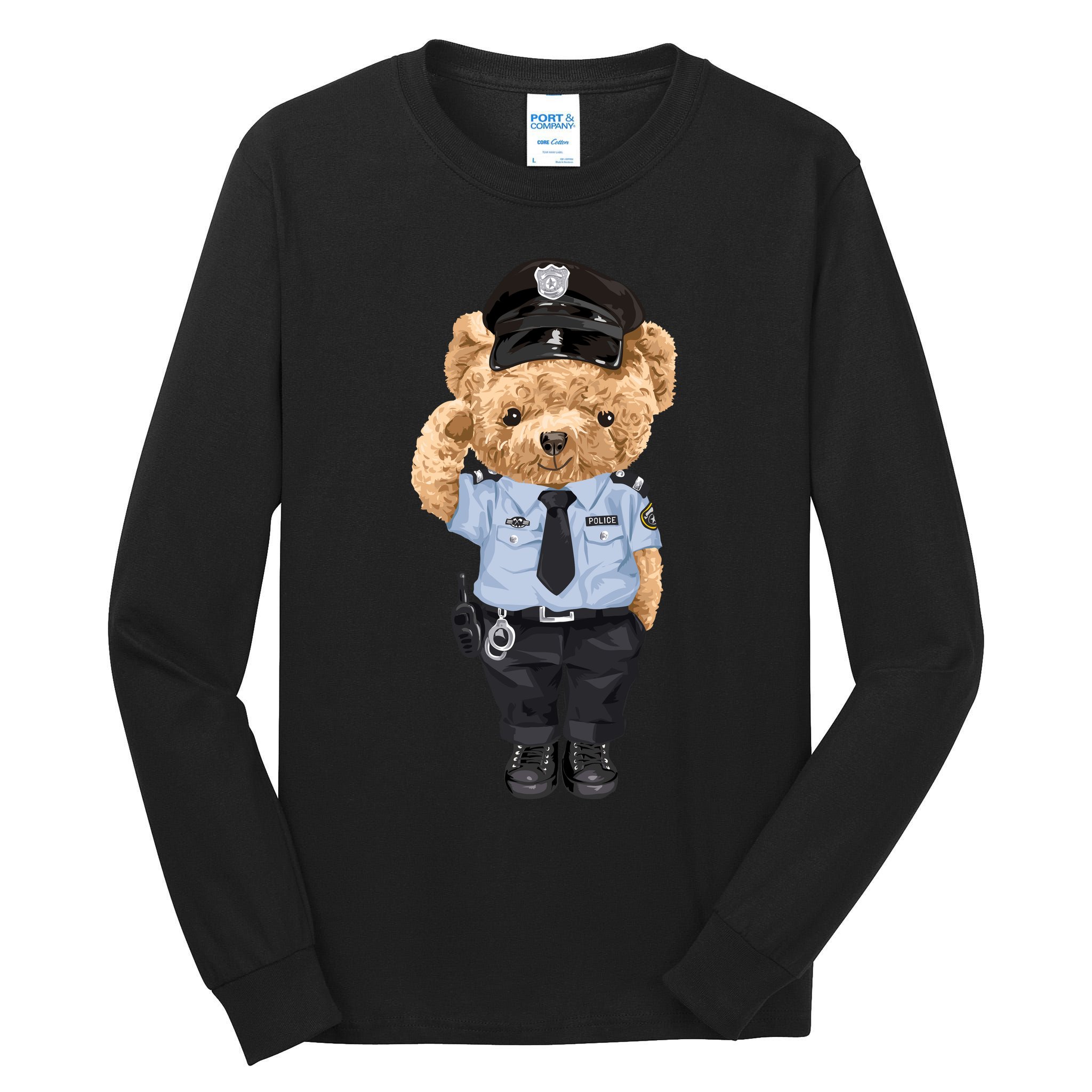 Cute Teddy Bear In Police Uniform Tall Long Sleeve T-Shirt