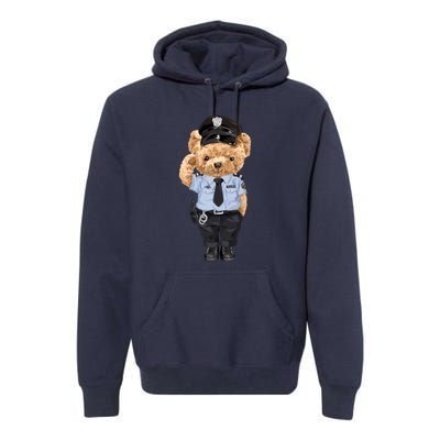 Cute Teddy Bear In Police Uniform Premium Hoodie