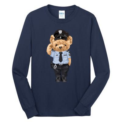 Cute Teddy Bear In Police Uniform Tall Long Sleeve T-Shirt