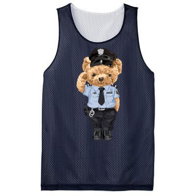 Cute Teddy Bear In Police Uniform Mesh Reversible Basketball Jersey Tank