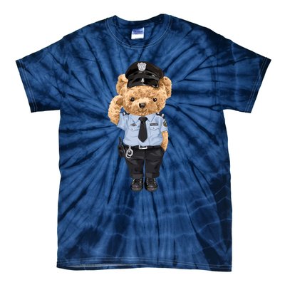 Cute Teddy Bear In Police Uniform Tie-Dye T-Shirt