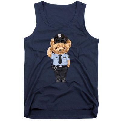 Cute Teddy Bear In Police Uniform Tank Top