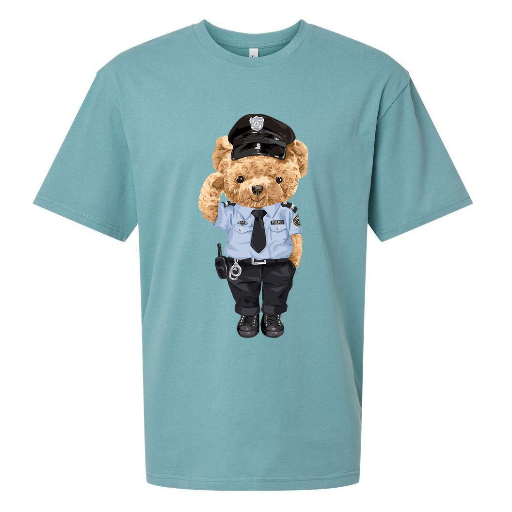 Cute Teddy Bear In Police Uniform Sueded Cloud Jersey T-Shirt