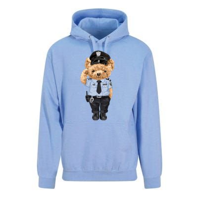 Cute Teddy Bear In Police Uniform Unisex Surf Hoodie