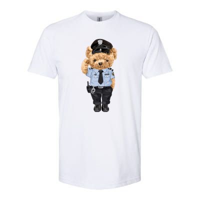 Cute Teddy Bear In Police Uniform Softstyle CVC T-Shirt