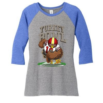 Cool Turkey Bowl Funny Thanksgiving Football Player Gift Women's Tri-Blend 3/4-Sleeve Raglan Shirt