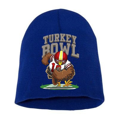 Cool Turkey Bowl Funny Thanksgiving Football Player Gift Short Acrylic Beanie