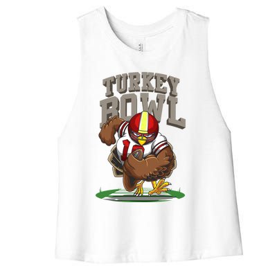 Cool Turkey Bowl Funny Thanksgiving Football Player Gift Women's Racerback Cropped Tank