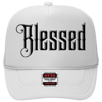 Christian T Blessed Black Bible Verses High Crown Mesh Back Trucker Hat