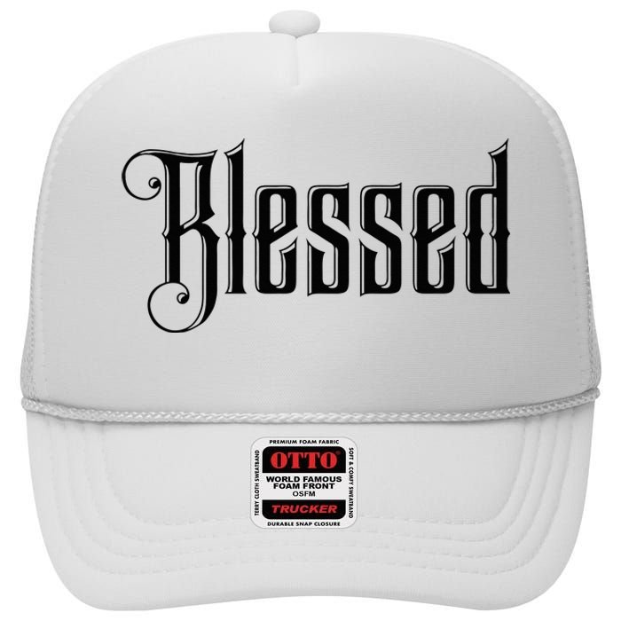 Christian T Blessed Black Bible Verses High Crown Mesh Back Trucker Hat