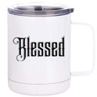 Christian T Blessed Black Bible Verses 12 oz Stainless Steel Tumbler Cup