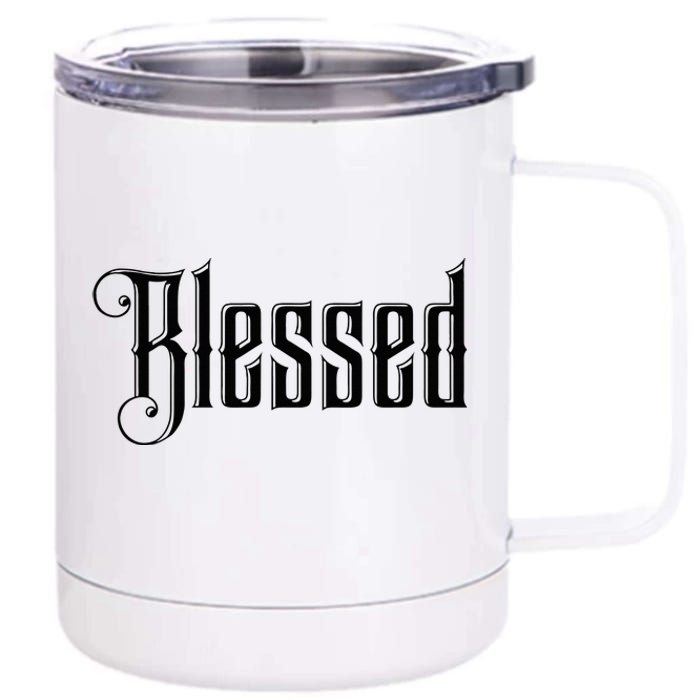 Christian T Blessed Black Bible Verses 12 oz Stainless Steel Tumbler Cup