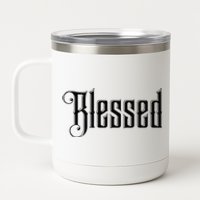 Christian T Blessed Black Bible Verses 12 oz Stainless Steel Tumbler Cup