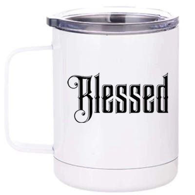 Christian T Blessed Black Bible Verses 12 oz Stainless Steel Tumbler Cup