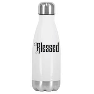 Christian T Blessed Black Bible Verses Stainless Steel Insulated Water Bottle