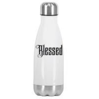 Christian T Blessed Black Bible Verses Stainless Steel Insulated Water Bottle