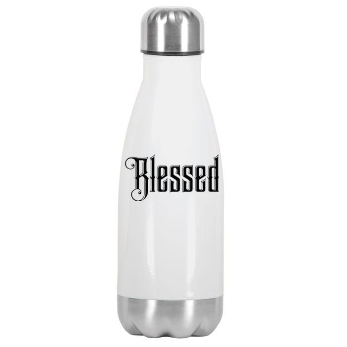 Christian T Blessed Black Bible Verses Stainless Steel Insulated Water Bottle