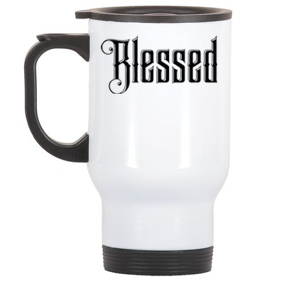 Christian T Blessed Black Bible Verses Stainless Steel Travel Mug