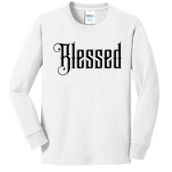 Christian T Blessed Black Bible Verses Kids Long Sleeve Shirt