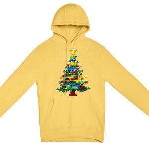 Christmaschristmas Tree Block Tree Block Brick Building Xmas Master Builder Premium Pullover Hoodie