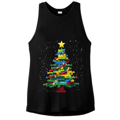 Christmaschristmas Tree Block Tree Block Brick Building Xmas Master Builder Ladies PosiCharge Tri-Blend Wicking Tank