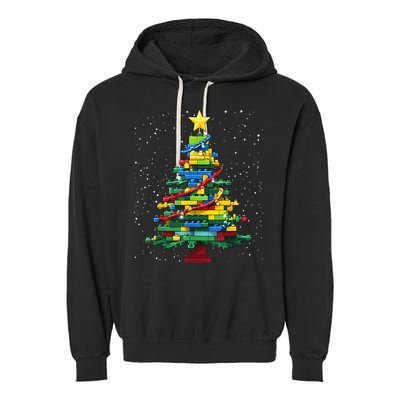 Christmaschristmas Tree Block Tree Block Brick Building Xmas Master Builder Garment-Dyed Fleece Hoodie