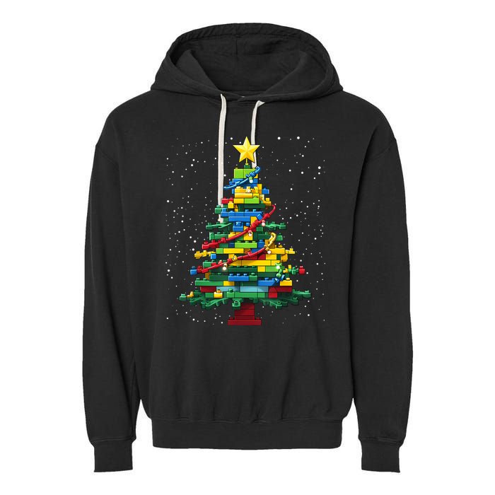 Christmaschristmas Tree Block Tree Block Brick Building Xmas Master Builder Garment-Dyed Fleece Hoodie