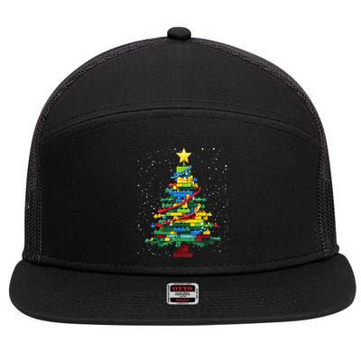 Christmaschristmas Tree Block Tree Block Brick Building Xmas Master Builder 7 Panel Mesh Trucker Snapback Hat
