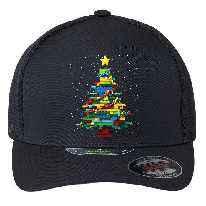 Christmaschristmas Tree Block Tree Block Brick Building Xmas Master Builder Flexfit Unipanel Trucker Cap