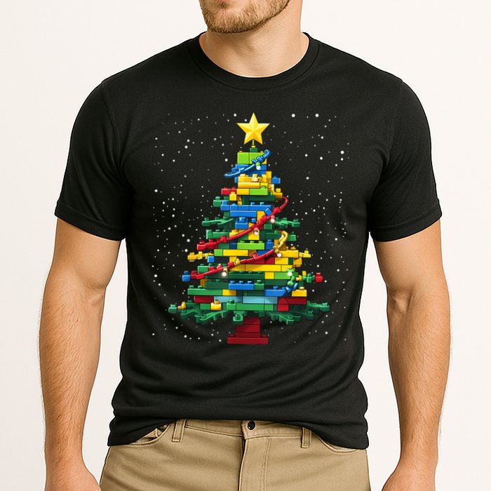 Christmaschristmas Tree Block Tree Block Brick Building Xmas Master Builder Performance Shirt