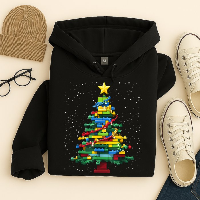 Christmaschristmas Tree Block Tree Block Brick Building Xmas Master Builder Hoodie