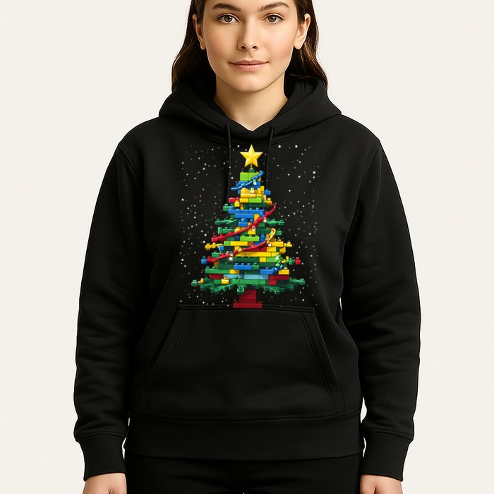 Christmaschristmas Tree Block Tree Block Brick Building Xmas Master Builder Hoodie