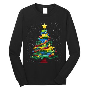 Christmaschristmas Tree Block Tree Block Brick Building Xmas Master Builder Long Sleeve Shirt