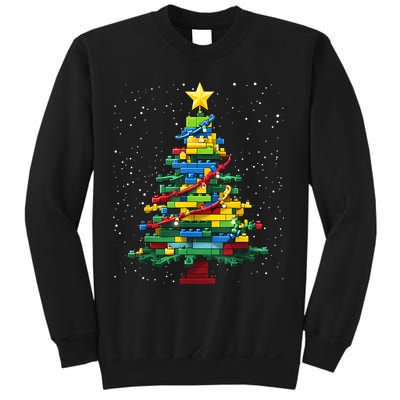Christmaschristmas Tree Block Tree Block Brick Building Xmas Master Builder Sweatshirt