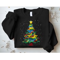 Christmaschristmas Tree Block Tree Block Brick Building Xmas Master Builder Sweatshirt