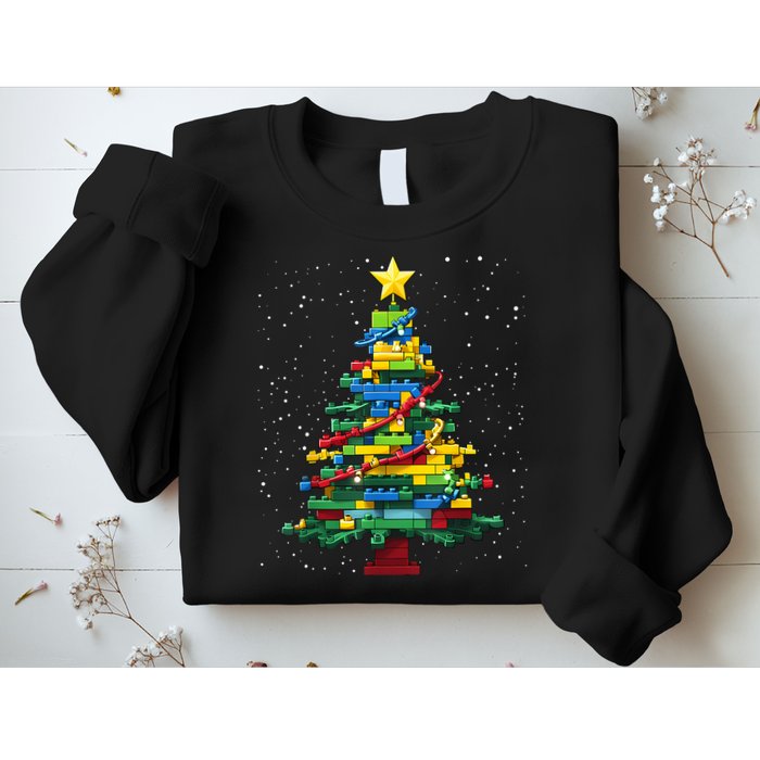 Christmaschristmas Tree Block Tree Block Brick Building Xmas Master Builder Sweatshirt
