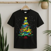 Christmaschristmas Tree Block Tree Block Brick Building Xmas Master Builder T-Shirt
