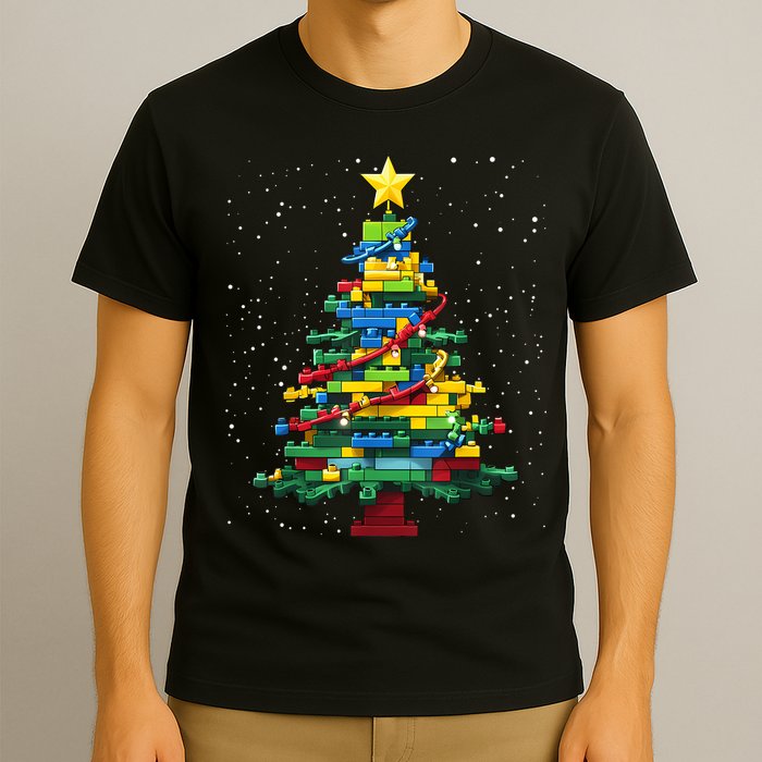 Christmaschristmas Tree Block Tree Block Brick Building Xmas Master Builder T-Shirt