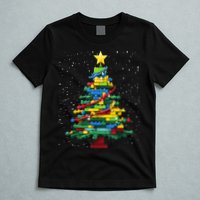 Christmaschristmas Tree Block Tree Block Brick Building Xmas Master Builder T-Shirt