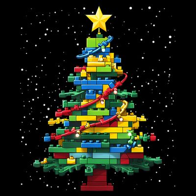 Christmaschristmas Tree Block Tree Block Brick Building Xmas Master Builder T-Shirt
