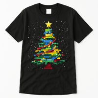 Christmaschristmas Tree Block Tree Block Brick Building Xmas Master Builder Tall T-Shirt
