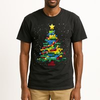 Christmaschristmas Tree Block Tree Block Brick Building Xmas Master Builder Tall T-Shirt