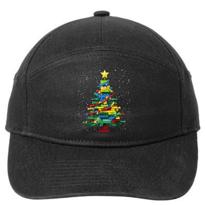 Christmaschristmas Tree Block Tree Block Brick Building Xmas Master Builder 7-Panel Snapback Hat