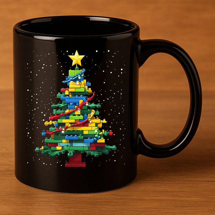 Christmaschristmas Tree Block Tree Block Brick Building Xmas Master Builder 11oz C Handle Ceramic Mug