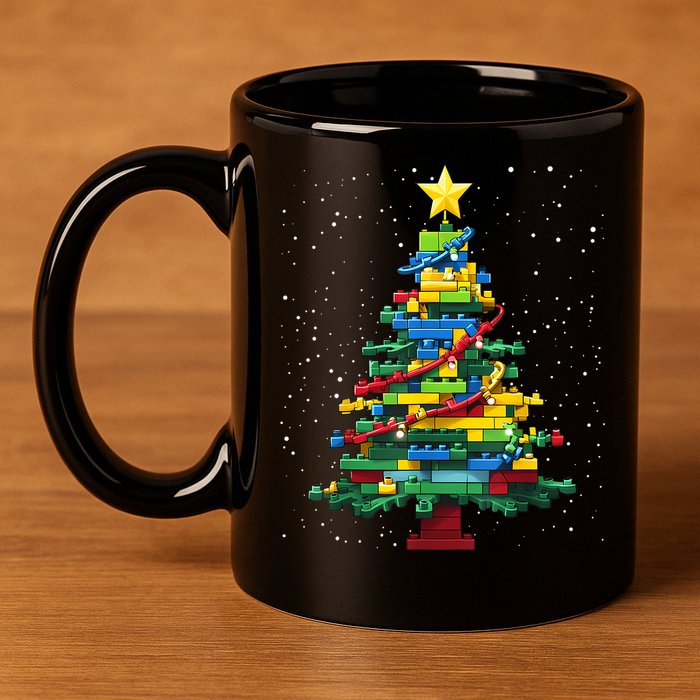 Christmaschristmas Tree Block Tree Block Brick Building Xmas Master Builder 11oz C Handle Ceramic Mug