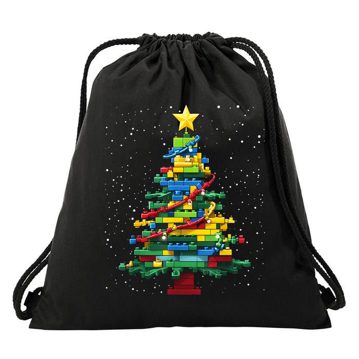Christmaschristmas Tree Block Tree Block Brick Building Xmas Master Builder Drawstring Bag