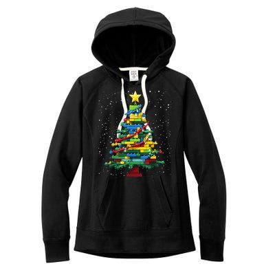 Christmaschristmas Tree Block Tree Block Brick Building Xmas Master Builder Women's Fleece Hoodie
